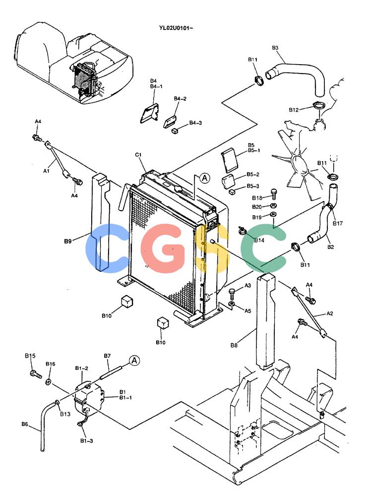 神钢零件查询(ED190LC) - BLADE RUNNER EXCAVATOR/DOZER BTW YL02U0101 - YL03U0135 (1/02-12/06) (01-005) - RADIATOR INSTALLATION Kobelco