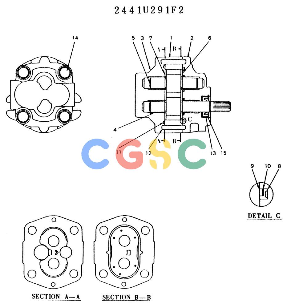 神钢零件查询(K909LC) - MARK II EXCAVATOR ASN LLU-0001 (1/87-12/03) (11-027) - PUMP ASSY, GEAR, 2441U291 Kobelco