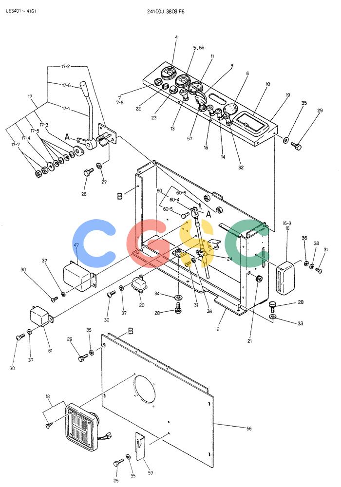 神钢零件查询(K903B) - EXCAVATOR ASN LE3401 (1/85-12/03) (08-011) - PANEL ASSY, INST P/N 24100J3808F6 Kobelco