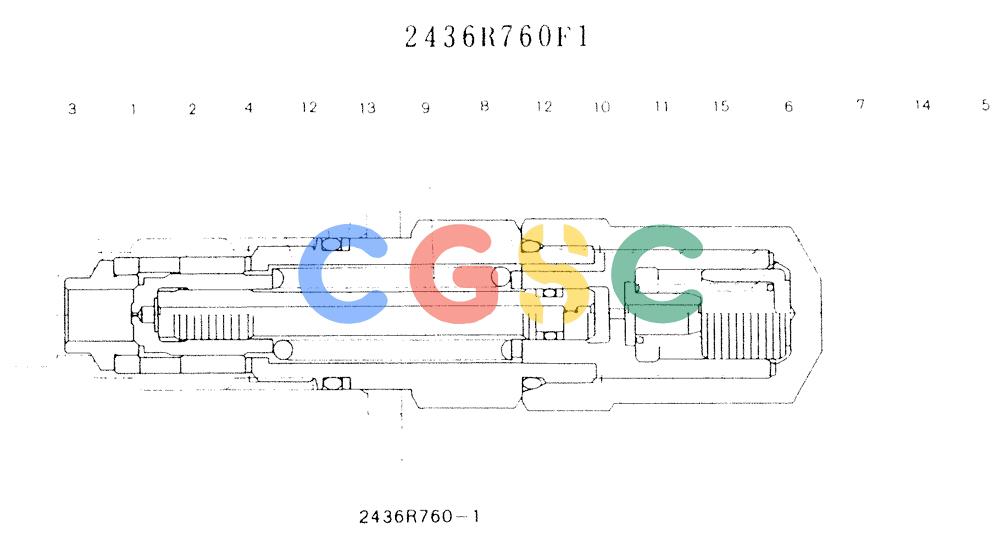 神钢零件查询(K907LC) - MARK II EXCAVATOR ASN YQ0565 (NA) (1/87-12/03) (11-007) - VALVE ASSY, RELIEF, P/N 2436R760F1 Kobelco