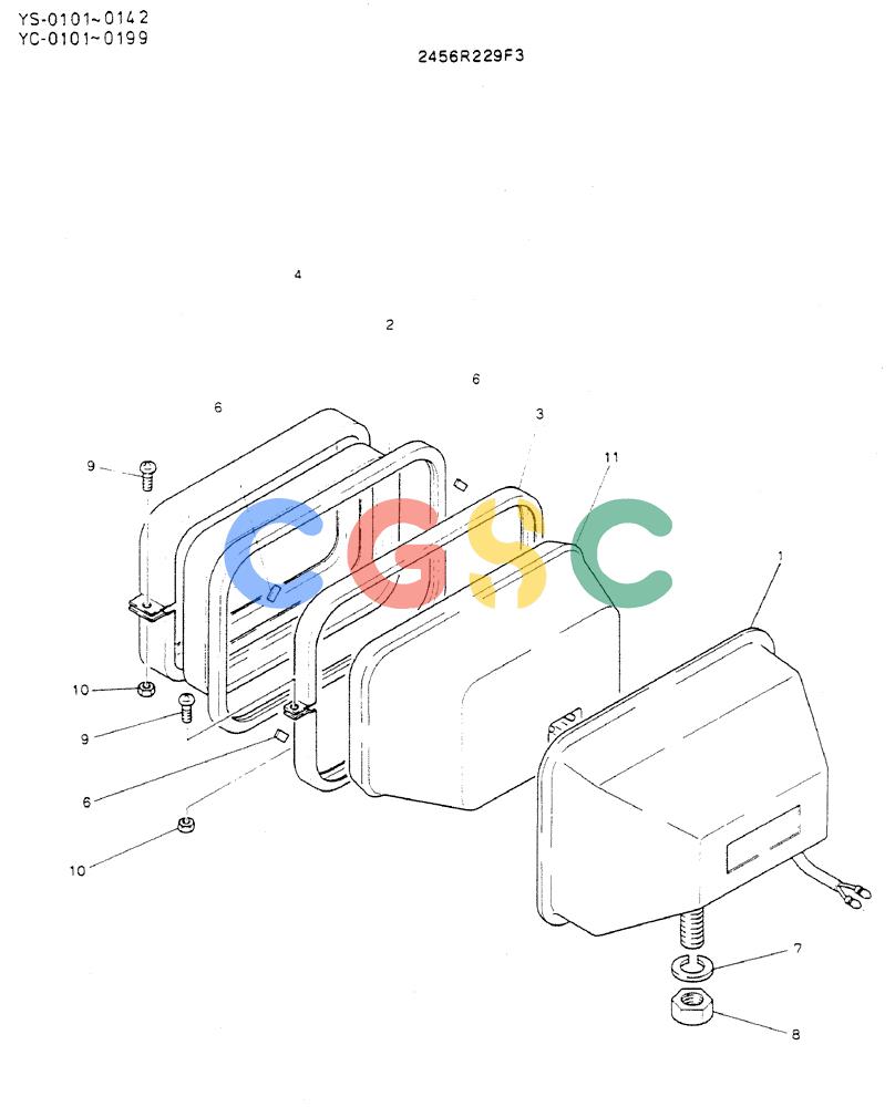 神钢零件查询(MD300LC) - EXCAVATOR BTW YC0101 - YC0300 (1/80-12/06) (05-017) - LIGHT ASSY, HEAD 2456R229F3 Kobelco