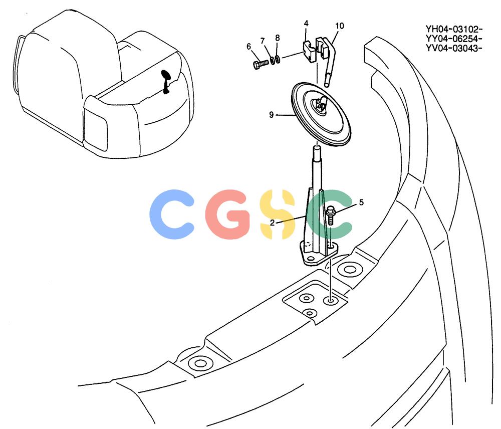 纽荷兰零件查询(E115SR) - CRAWLER EXCAVATOR ASN YV04-03043 (01-033) - MIRROR INSTAL P/N LC52C00002F2 New Holland Constructuion