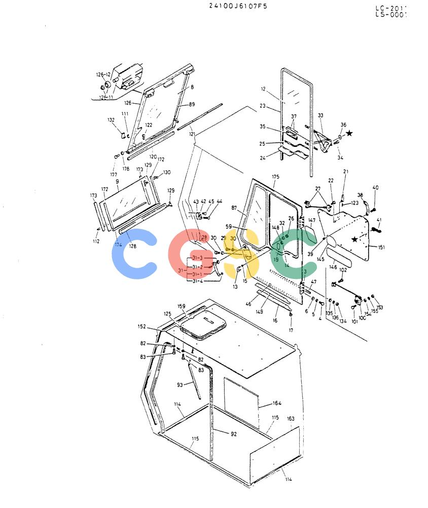 神钢零件查询(K916LC) - EXCAVATOR ASN YS0119 (1/87-12/03) (02-004[02]) - CAB,ASSY Kobelco