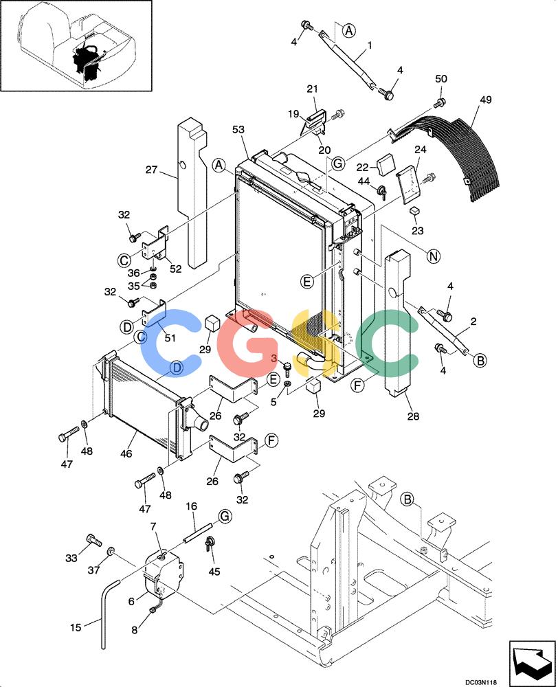 纽荷兰零件查询(EH215) - CRAWLER EXCAVATOR (9/03-) (02 -07[00]) - RADIATOR MOUNTING New Holland Constructuion