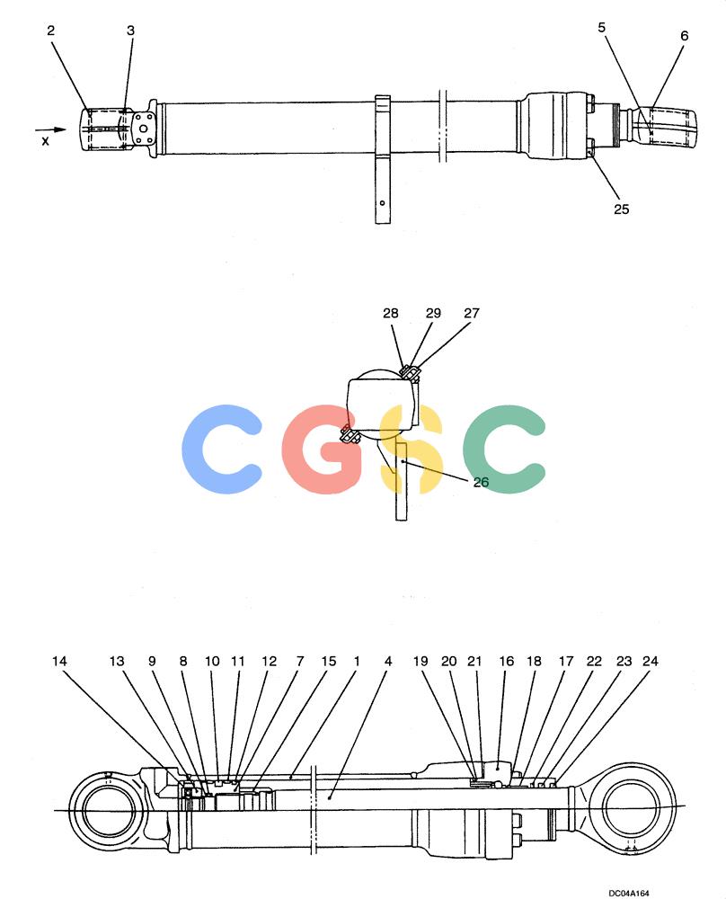 纽荷兰零件查询(E130) - CRAWLER EXCAVATOR (N.A.) (1/06-) (08 -64[00]) - CYLINDER ASSY, BOOM, RIGHT HAND New Holland Constructuion
