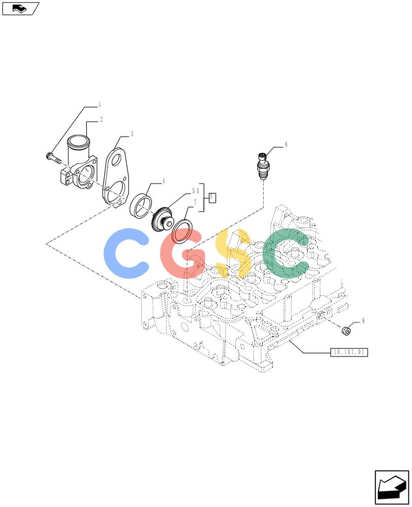 神钢零件查询(F4GE9684B J605) - ENGINE 5801385851 - 84369828 (1/13-) (10.402.01[02]) - THERMOSTAT - ENGINE COOLING SYSTEM (504083230-504320541-504033593-504198770) Kobelco