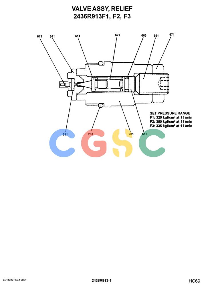 神钢零件查询(ED180) - BLADE RUNNER EXCAVATOR/DOZER ASN YLU0001 (1/99-12/01) (12-032) - VALVE ASSY, RELIEF 2436R913F1 Kobelco