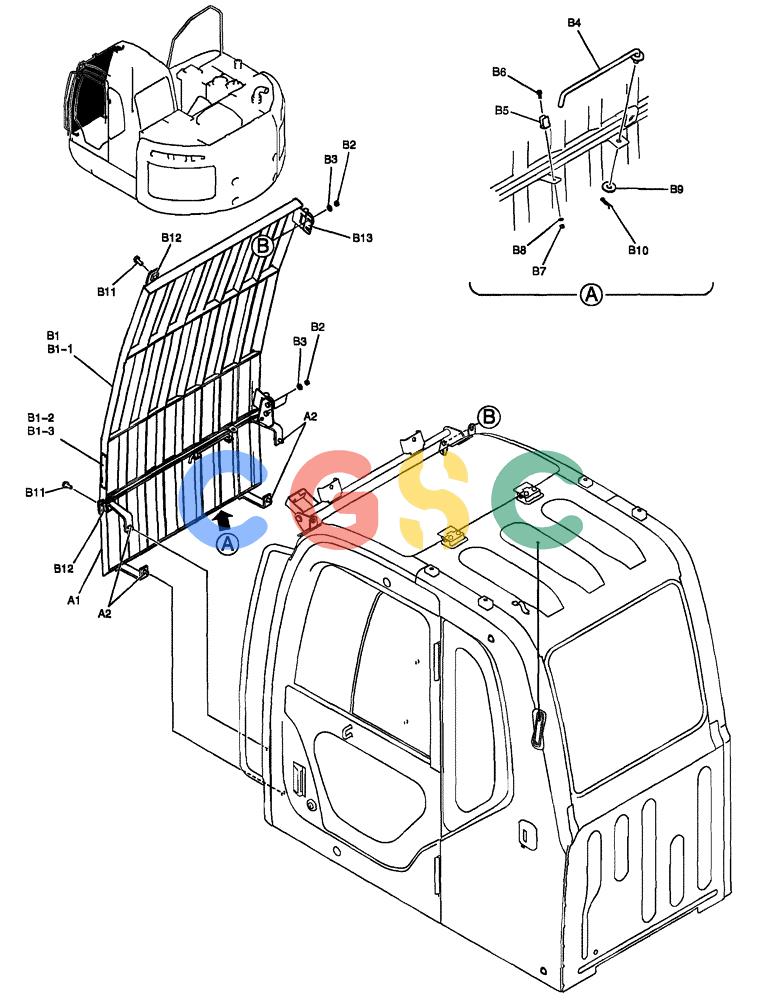 纽荷兰零件查询(E235BSRNLC) - CRAWLER EXCAVATOR ASN YU05-02001 (06-006[04]) - CAB GUARD New Holland Constructuion