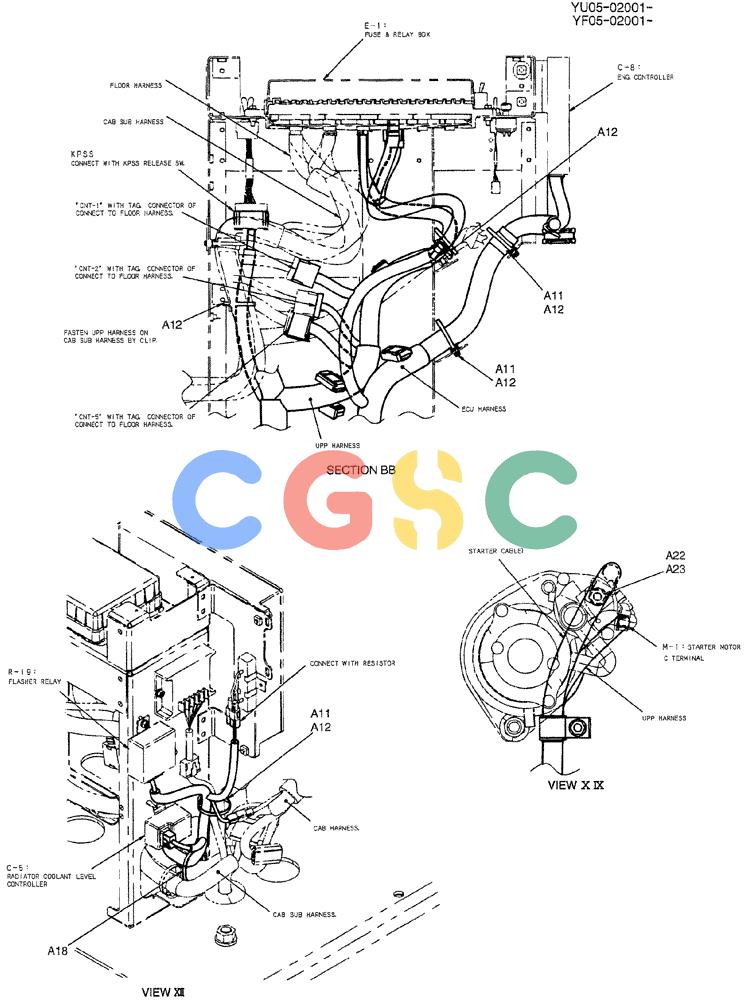 纽荷兰零件查询(E235BSRNLC) - CRAWLER EXCAVATOR ASN YU05-02001 (01-071[10]) - HARNESS ASSY, UPP, P/N YB13E00023F1 New Holland Constructuion
