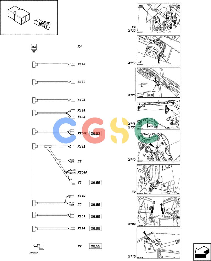 凯斯零件查询(LBX431S) - BIG RECTANGULAR BALER (6/01-12/03) (06.54[01]) - CONNECTORS, X4 WIRING LOOM - C257 Case Agriculture