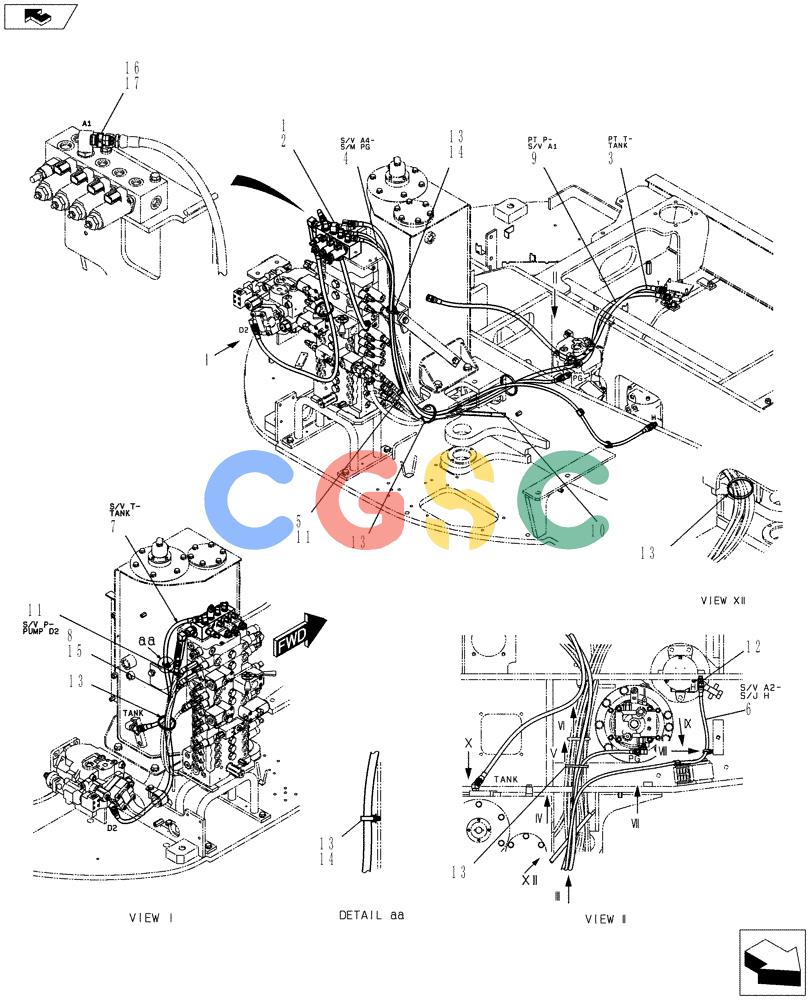 纽荷兰零件查询(E80BMSR) - COMPACT CRAWLER EXCAVATOR ASN LF06-04501 (NBTA18037) (01-029[01]) - CONTROL LINES, VALVE New Holland Constructuion