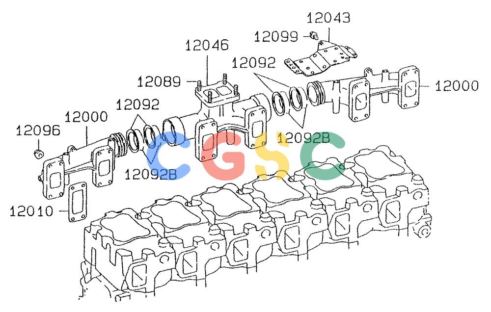 神钢零件查询(6D24-TEB) - MITSUBISHI DIESEL ENGINE (1/06-12/06) (05-002) - EXHAUST MANIFOLD Kobelco
