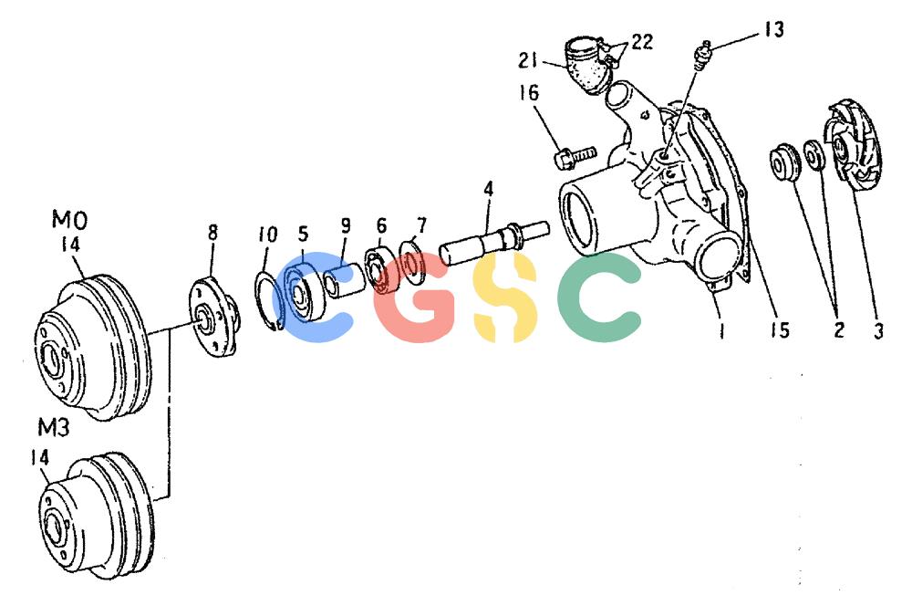 神钢零件查询(6D16-T) - MITSUBISHI DIESEL ENGINE - K909LC & MD240BLC (1/87-12/06) (02-001) - WATER PUMP P/N ME037709 Kobelco