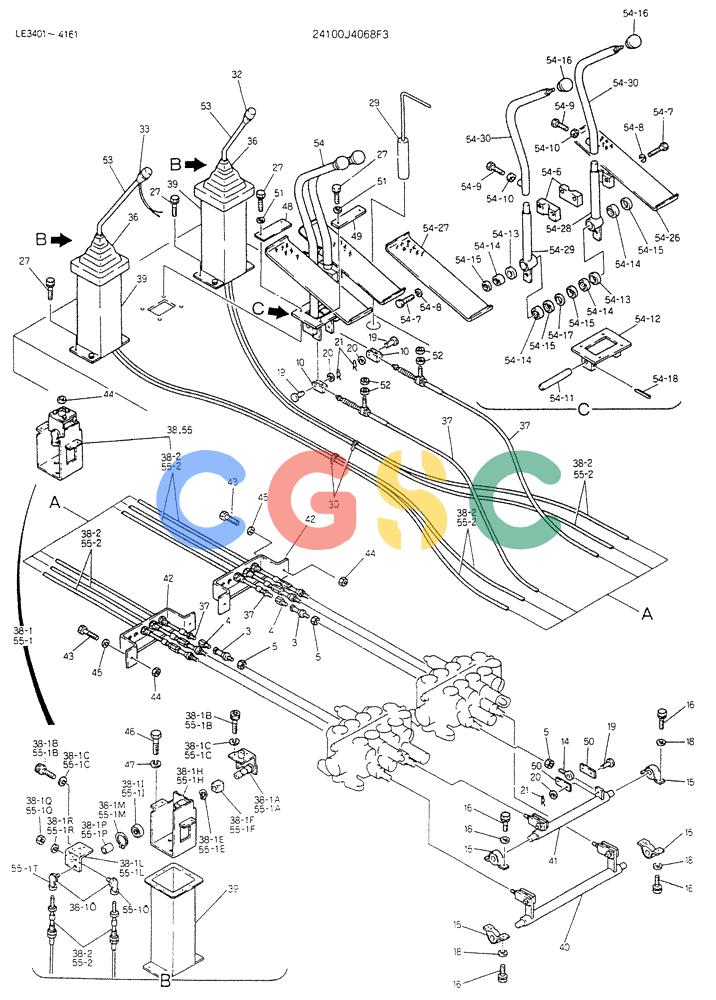 神钢零件查询(K903B) - EXCAVATOR ASN LE3401 (1/85-12/03) (03-002) - CONTROL ASSY (FOR EXPORT) P/N 24100J4068F3 Kobelco