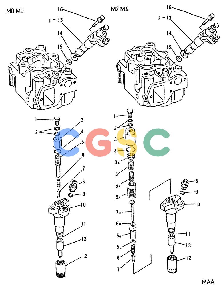 神钢零件查询(6D22-TC) - MITSUBISHI DIESEL ENGINE - K912, K912LC, & K916 (1/83-12/06) (03-018) - FUEL INJECTION NOZZLE Kobelco