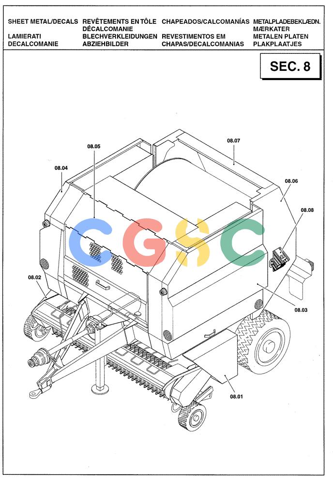 凯斯零件查询(RBX341) - SILAGE PACK ROUND BALER (3/03-12/05) (0.0024[01]) - SECTION LIST 8 - SHEET METAL/DECALS Case Agriculture