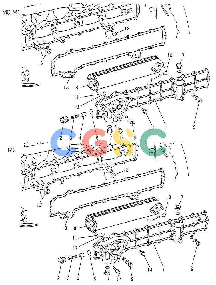 神钢零件查询(6D15) - MITSUBISHI DIESEL ENGINES - K907D & K907LC EXCAVATORS (1/86-12/06) (02-013) - OIL COOLER Kobelco