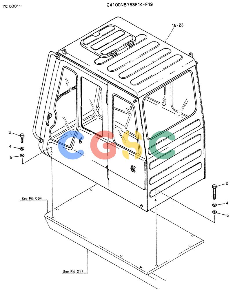 神钢零件查询(K912LC) - MARK II EXCAVATOR ASN YC0301-0737 (1/88-12/03) (02-001) - INSTAL, CAB Kobelco