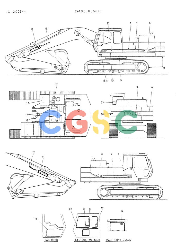 神钢零件查询(K912A) - EXCAVATOR BTW LC-2003 - LC-2016 (1/85-12/03) (08-001) - INSTAL NAME-PLATE Kobelco