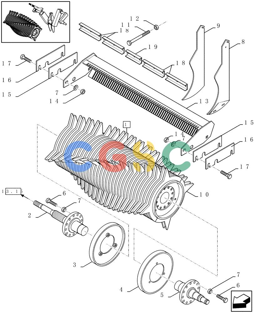 凯斯零件查询(LBX431R) - BIG RECTANGULAR BALER 'ROTOR CUTTER' (6/01-12/03) (13.16[01]) - ROTOR Case Agriculture
