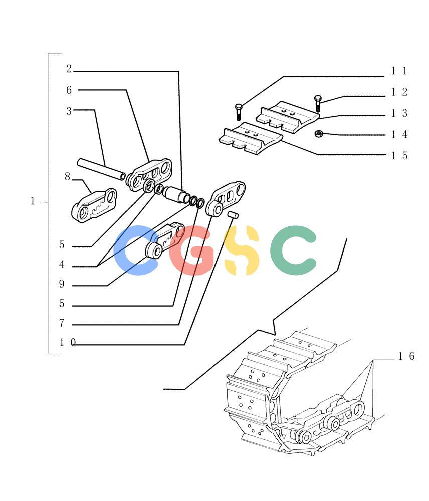 纽荷兰零件查询(DC150PS) - CRAWLER DOZER (9.347[02]) - SALT TRACK CHAIN - SHOES (1GR.L=500MM) - OPTIONAL CODE 76072247 New Holland Constructuion