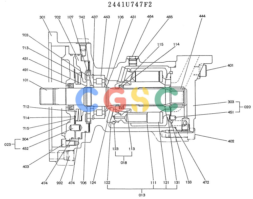 神钢零件查询(K905LC) - MARK II EXCAVATOR BTW YP1001 - YP1281 (1/87-12/03) (11-054) - MOTOR ASSY (SWING) Kobelco