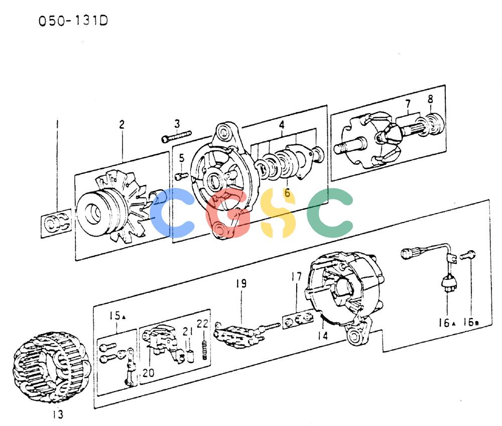 神钢零件查询(MD200C) - EXCAVATOR BTW YQU0701 - YQU2000 (1/80-12/06) (17-066) - ALTERNATOR GENERAL (INNER PARTS) Kobelco
