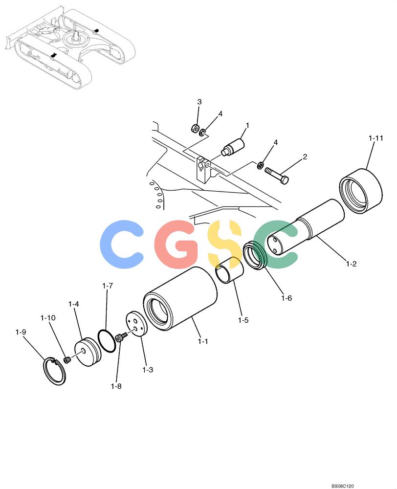 纽荷兰零件查询(E70BSR) - COMPACT CRAWLER EXCAVATOR BTW YT05-15001 - 18000 (NA) (4/08-) (03-10-00[00]) - UPPER ROLLER ASSEMBLY (YT64D00002F1) New Holland Constructuion