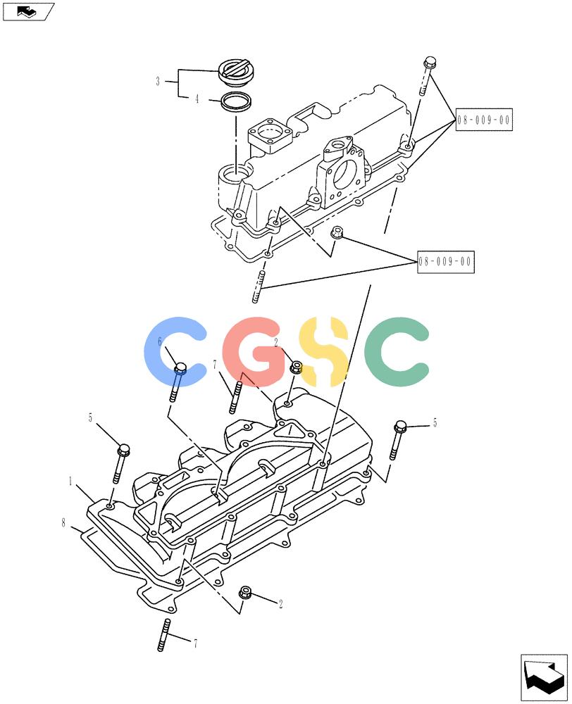 纽荷兰零件查询(E80BMSR) - COMPACT CRAWLER EXCAVATOR ASN LF06-04501 (NBTA18037) (08-007[00]) - CYLINDER HEAD COVER New Holland Constructuion