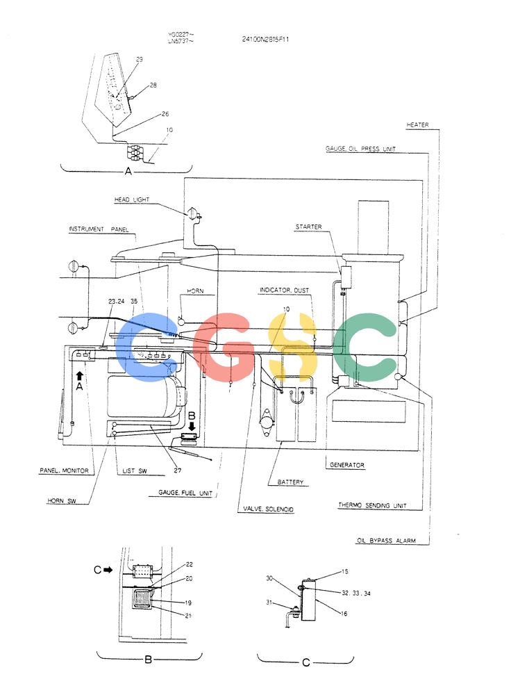 神钢零件查询(K907CLC) - EXCAVATOR BTW YG0101 - YG0500 (1/85-12/03) (08-041) - WIRING ASSY ,ELEC Kobelco