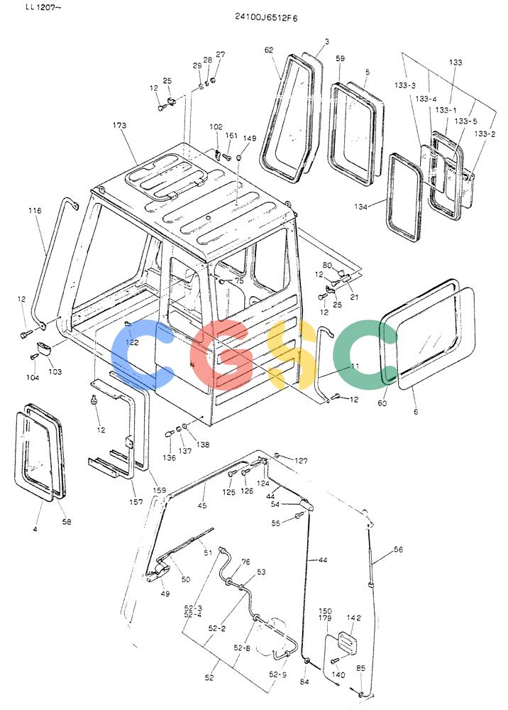 神钢零件查询(K909LC) - MARK II EXCAVATOR BTW LL1207 - LL1487 (1/87-12/03) (02-002[01]) - CAB ASSY Kobelco