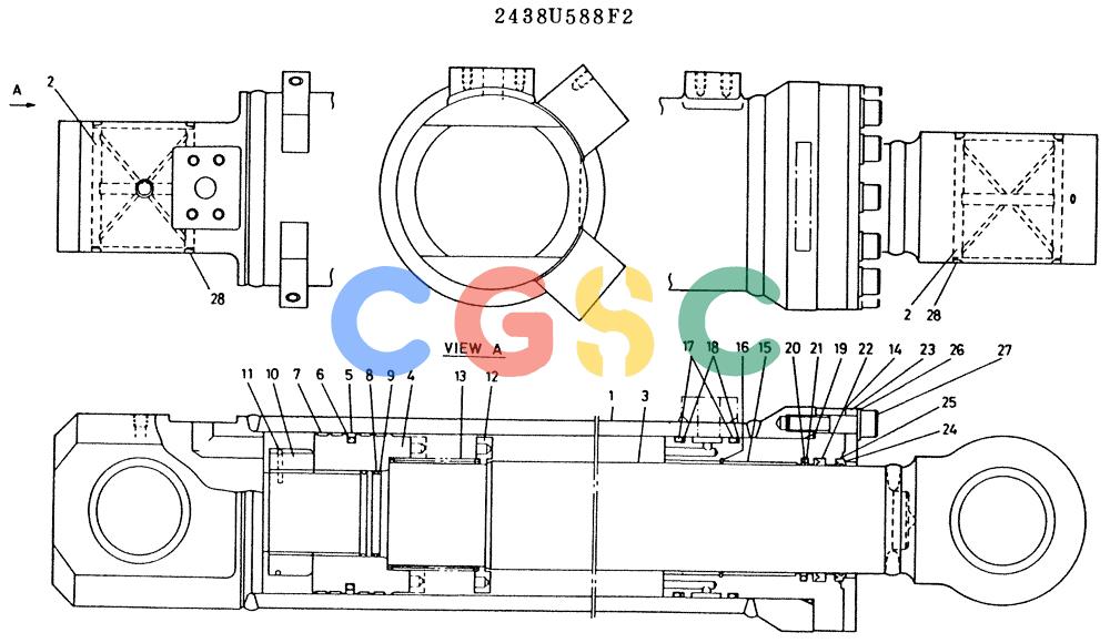 神钢零件查询(K909LC) - MARK II EXCAVATOR ASN LLU-0001 (1/87-12/03) (11-021) - CYLINDER ASSY (ARM), 2438U588 Kobelco