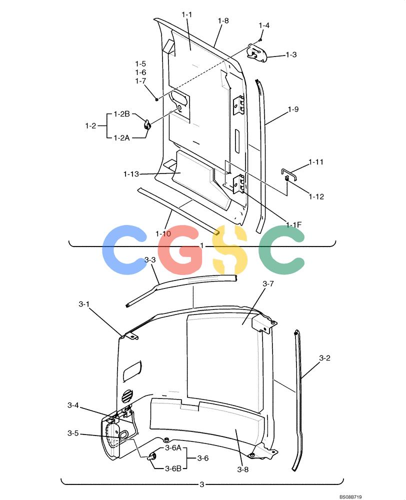 纽荷兰零件查询(E70BSR) - COMPACT CRAWLER EXCAVATOR BTW YT05-15001 - 18000 (NA) (4/08-) (02-45-01[03]) - GUARD ASSEMBLY (RIGHT) (YT21C00039F1), PAGE 3 OF 3 New Holland Constructuion