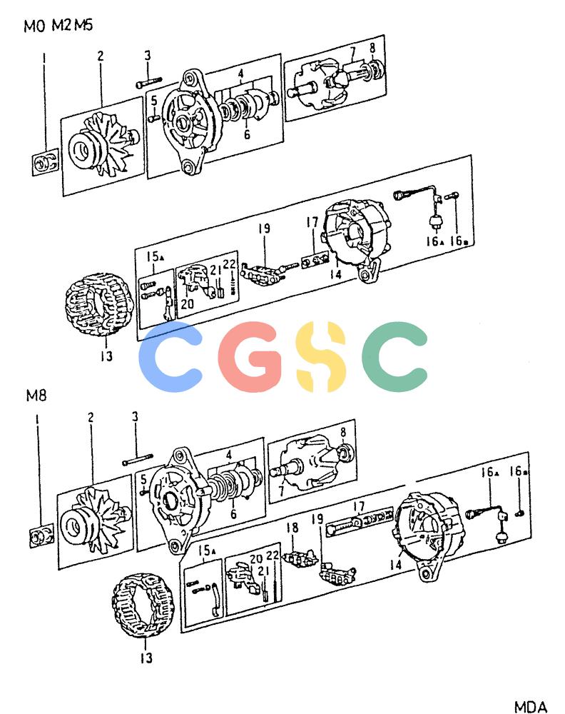 神钢零件查询(6D22-TC) - MITSUBISHI DIESEL ENGINE - K912, K912LC, & K916 (1/83-12/06) (04-011) - ALTERNATOR (INNER PARTS) 050-131D Kobelco