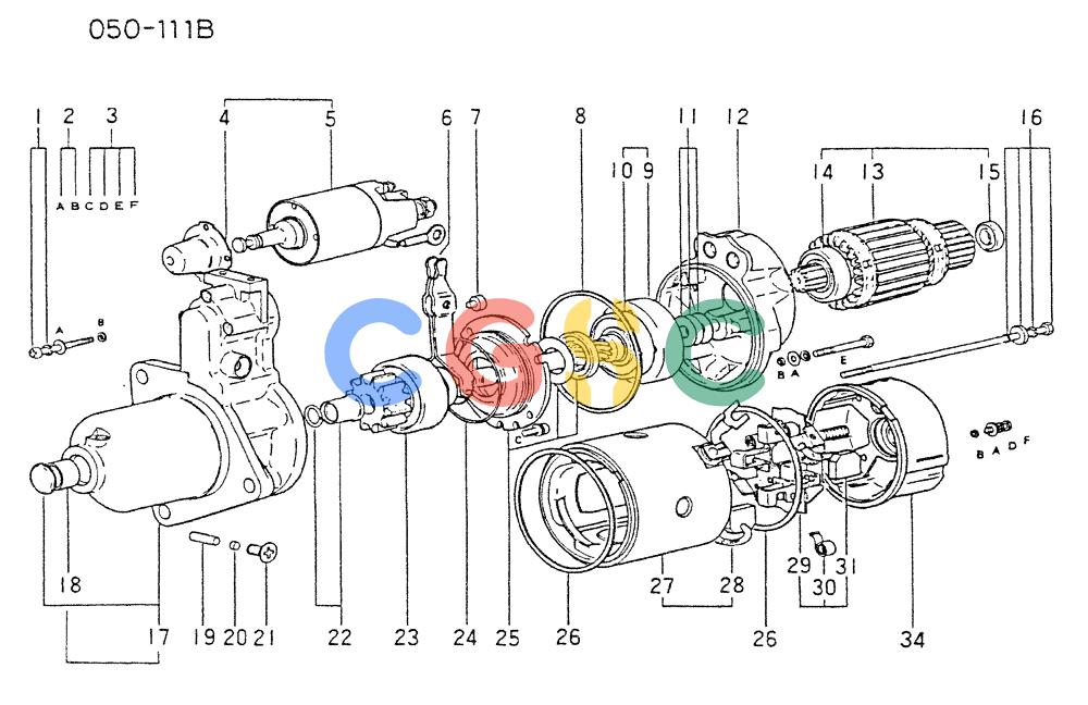 神钢零件查询(6D22CT) - MITSUBISHI DIESEL ENGINE - K909A, K910, K912 & K935 (1/76-12/06) (04-003) - STARTER (INNER PARTS) Kobelco