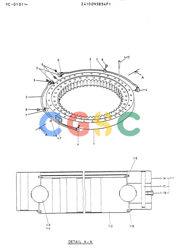 神钢零件查询(MD300LC) - EXCAVATOR BTW YC0101 - YC0300 (1/80-12/06) (06-007) - BEARING ASSY Kobelco