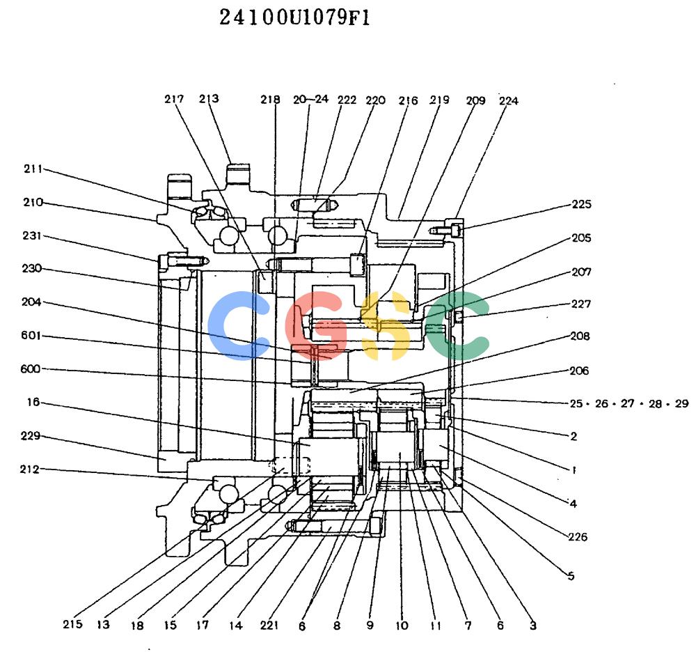 神钢零件查询(MD320BLC) - EXCAVATOR BTW YC0301 - YC0747 (1/80-12/06) (11-033) - REDUCTION ASSY, (PROPELLING) 24100U1079 F1 Kobelco