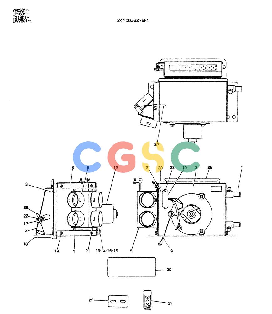 神钢零件查询(K905ALC) - EXCAVATOR ASN YP0301 (1/86-12/03) (05-017) - HEATER ASSY Kobelco