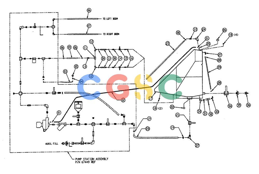 凯斯零件查询(FLEX-AIR) - APPLICATOR (1995-1997) (2/95-2/97) (12-007) - PLUMBING, WET KIT, 4 WL, MID PLUMBING Case Agriculture
