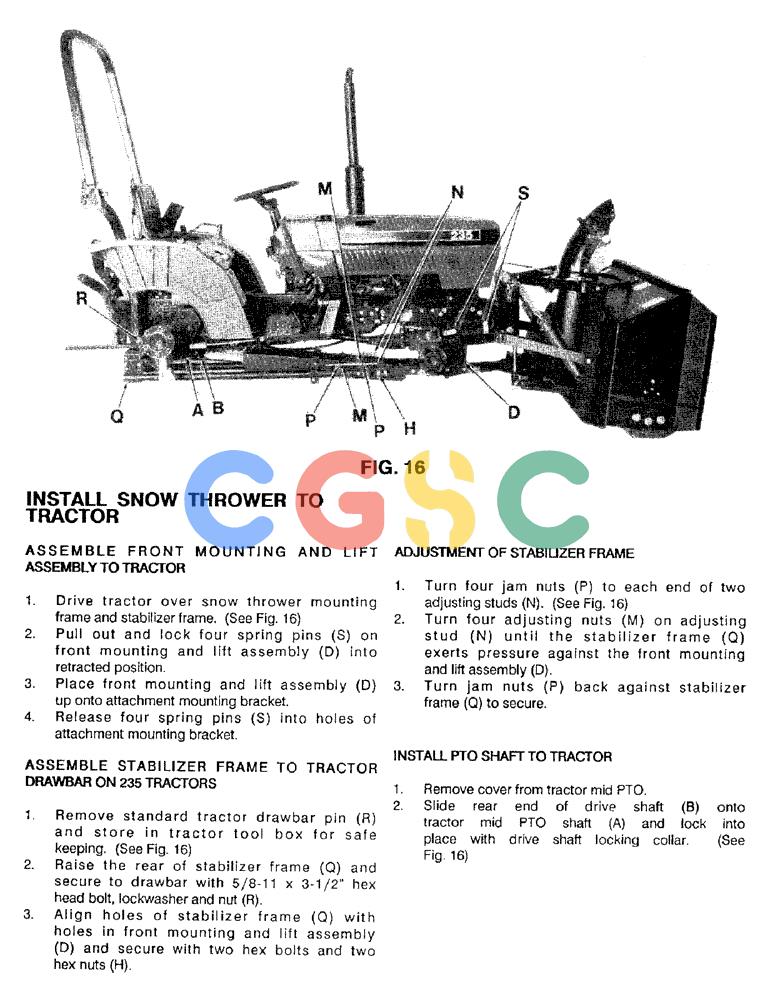 凯斯零件查询(56FTS) - CASE SNOW THROWER (1/86-12/92) (17) - INSTALL SNOW THROWER TO TRACTOR Case Agriculture