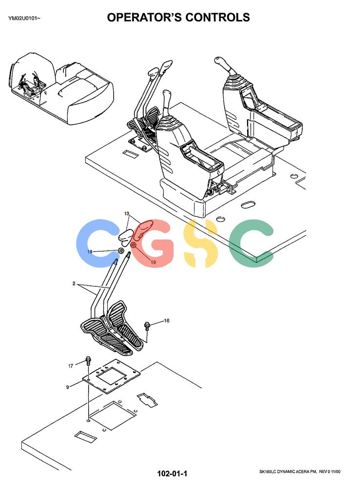 神钢零件查询(SK160LC) - DYNAMIC ACERA EXCAVATOR 11/2000 ASN YM02U0101 (11/00-12/02) (01-024[01]) - OPERATORS CONTROLS Kobelco