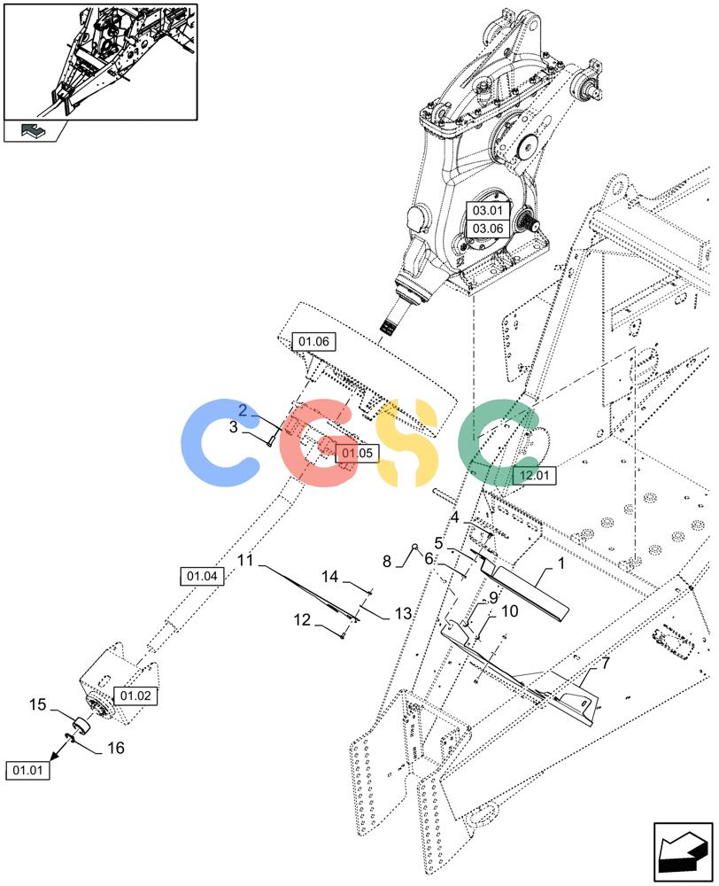 凯斯零件查询(LB433S) - BIG RECTANGULAR BALER (9/08-12/12) (01.03[01]) - POWER TAKE-OFF, REAR, SHIELD Case Agriculture