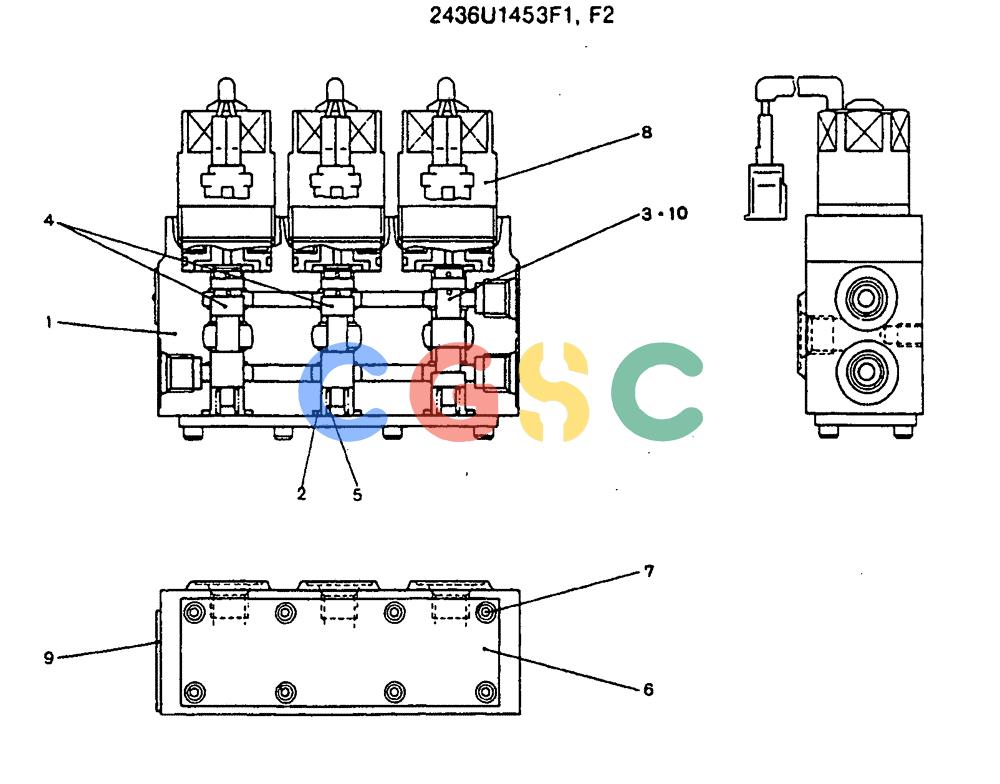 神钢零件查询(MD140C) - EXCAVATOR BTW YPU0301 - YPU0500 (1/80-12/06) (16-004) - VALVE ASSY, SOLENOID P/N 2436U1453F1~F2 Kobelco