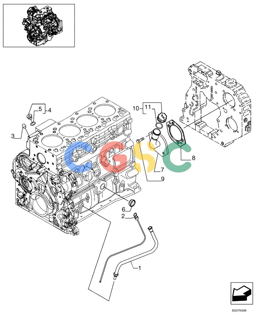 纽荷兰零件查询(D95B) - CRAWLER DOZER TIER 3 (3/08-) (02-10) - ENGINE OIL DIPSTICK New Holland Constructuion
