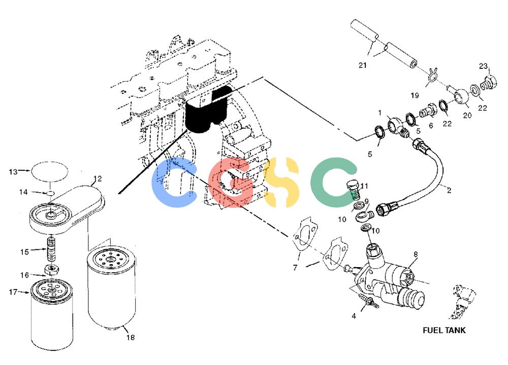 纽荷兰零件查询(AD250 (3.5 VERSION)) - ARTICULATED DUMP TRUCK (7/01-) (0.200[01]) - ENGINE - FUEL INJECTION (FILTER & PRIMER) New Holland Constructuion