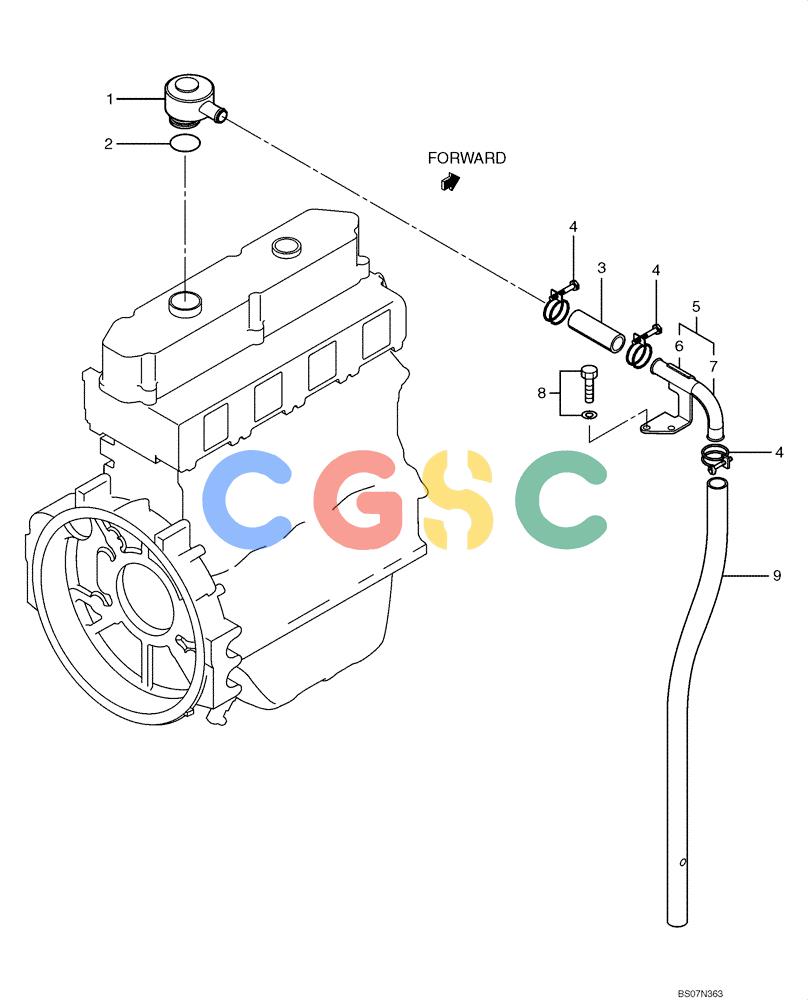 纽荷兰零件查询(E135B) - CRAWLER EXCAVATOR TIER 3 - ASN YH05-07001 (N8TA13006) (1/08-) (09-23[00]) - CRANKCASE BREATHER New Holland Constructuion