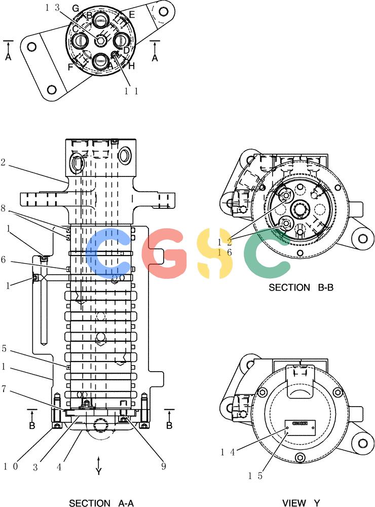 纽荷兰零件查询(E80BMSR) - CRAWLER EXCAVATOR ASN LF05-04001 - (N8TA18060) (HC930[1]) - JOINT ASSY, SWIVEL New Holland Constructuion