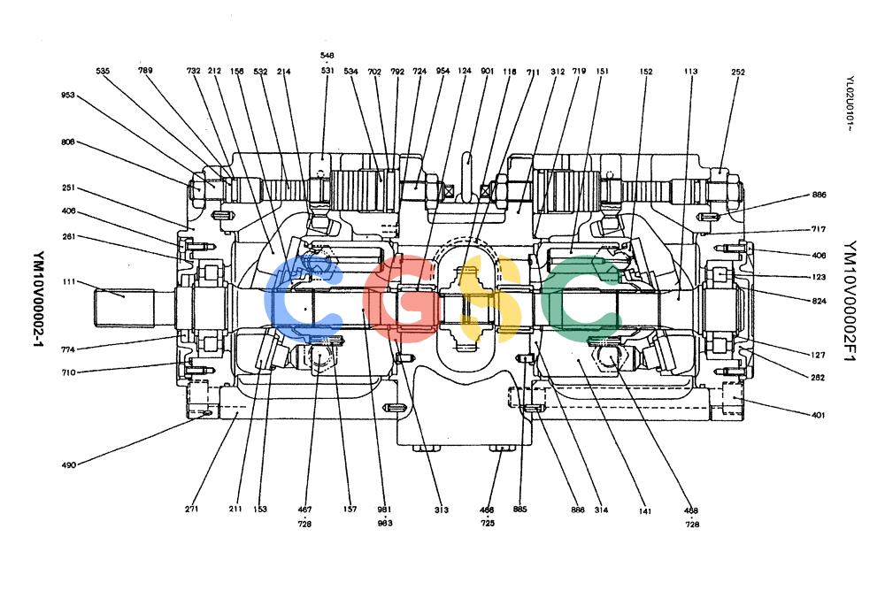神钢零件查询(ED190LC) - BLADE RUNNER EXCAVATOR/DOZER BTW YL02U0101 - YL03U0135 (1/02-12/06) (06-018) - PUMP ASSY, P/N YM10V00002F1 Kobelco