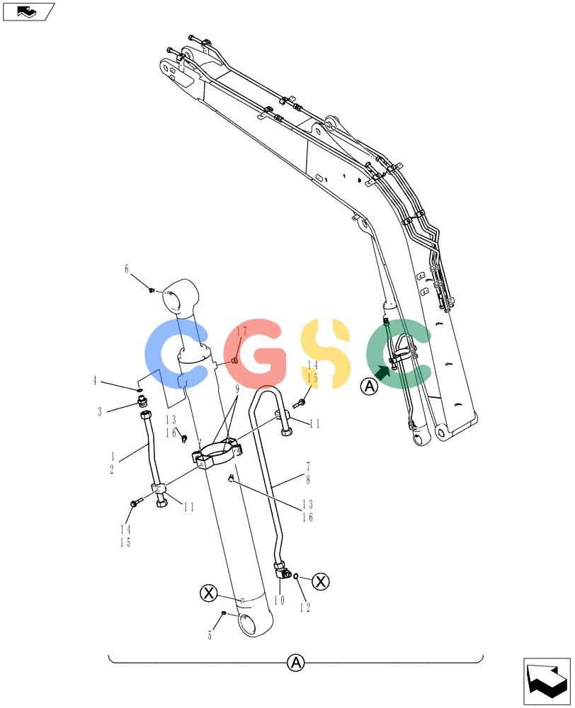 纽荷兰零件查询(E80BMSR) - COMPACT CRAWLER EXCAVATOR ASN LF06-04501 (NBTA18037) (03-014[00]) - HYDRAULIC LINES, BOOM CYLINDER New Holland Constructuion