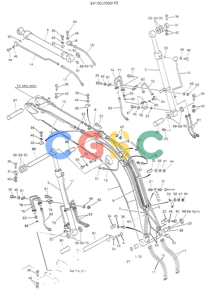 神钢零件查询(K904L) - MARK II EXCAVATOR BTW LX1501 - LX1525 (1/88-12/03) (09-001) - BOOM ASSY, 4.26M, P/N 24100J10051F2 Kobelco